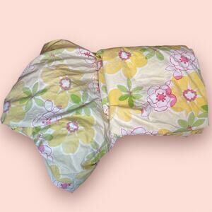 Pottery Barn Kids Queen Girls Bright Summer Flowers Yellow White Organic Cotton